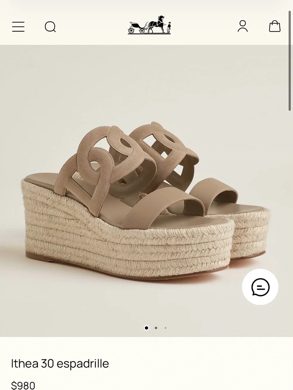Never worn Hermes Ithea Espadrilla Wedge